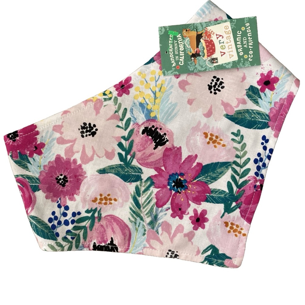 Very Vintage Dog Bandana – ‘Kew Gardens’ Pink Floral, Size Large NWT